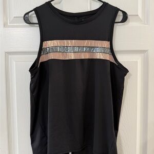 Lucky in Love Black Tank with Rose Gold and Silver Stripes